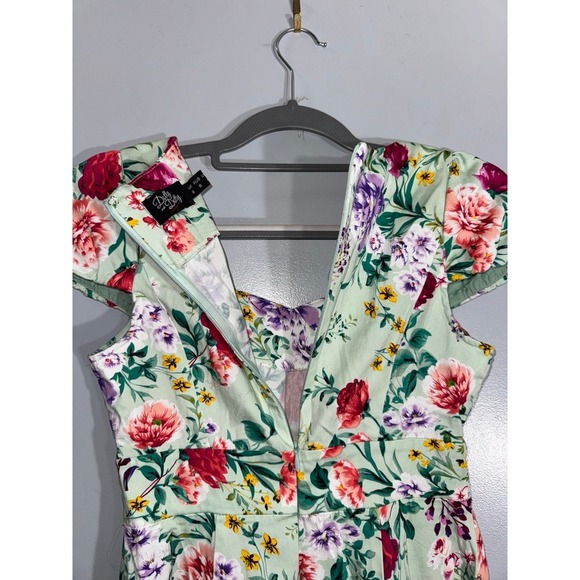 Dolly & Dotty Claudia Flirty Fifties Swing‎ Floral Dress green size 4 - Picture 6 of 9